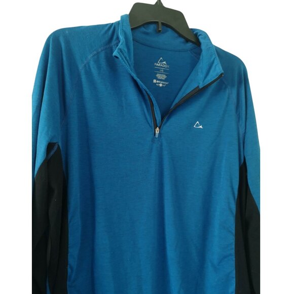 Paradox Blue Black Long Sleeves Athletic Quater Zip Meriono Shirt Pullover - Picture 2 of 5